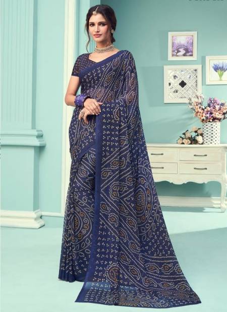 Navy Blue Colour STAR CHIFFON 67TH EDITION Ruchi New daily Wear Chiffon Bandhni Saree Collection 12805 B